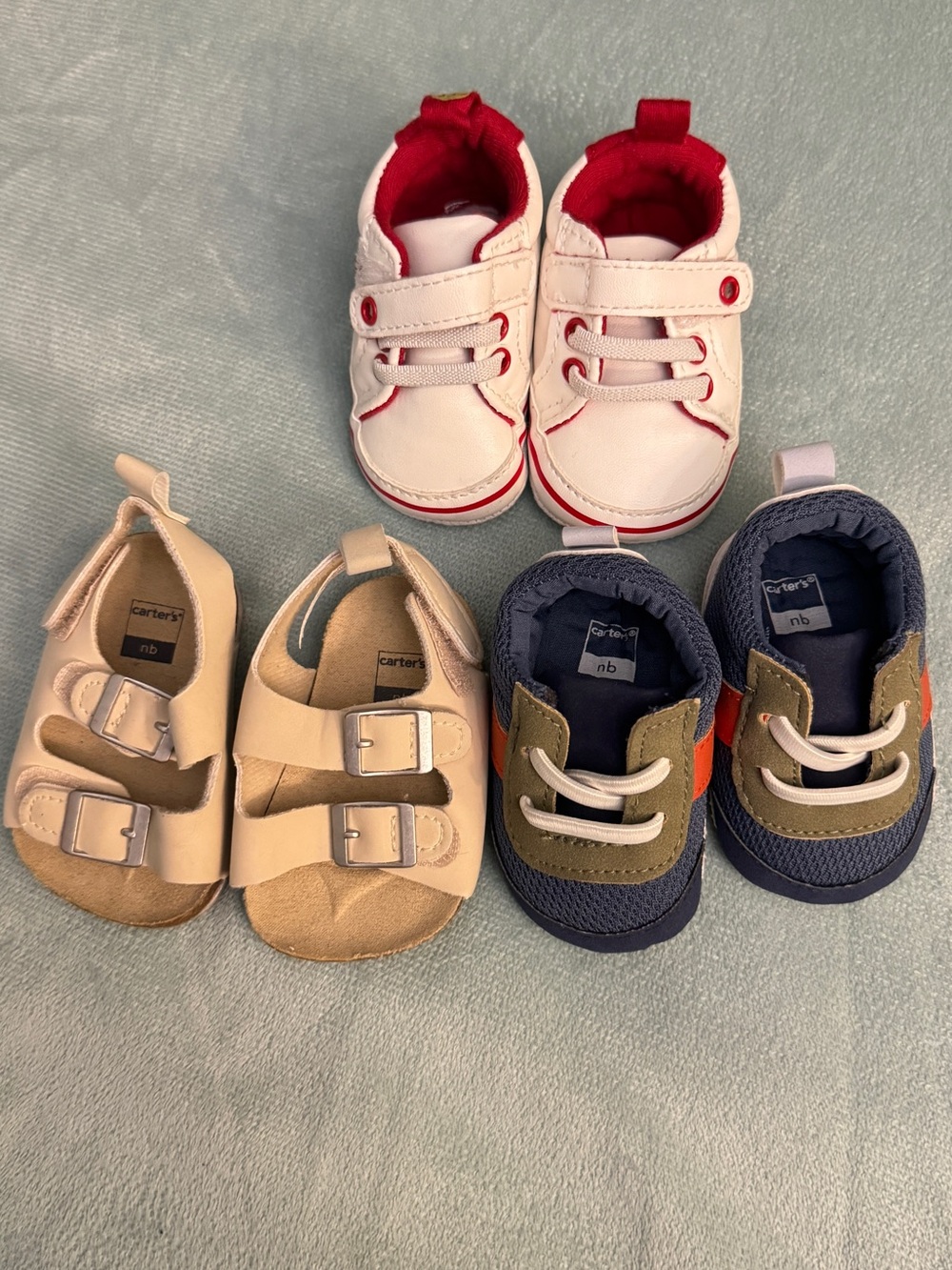Carter's Baby Shoe Trio in White, Red, Navy, Olive & Cream
